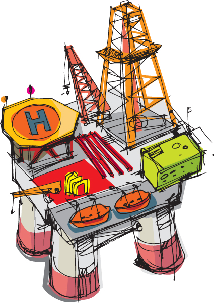 elements of oil derrick design vector