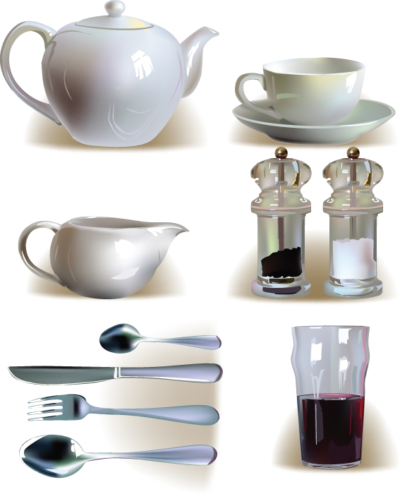 vivid dishes elements vector graphics