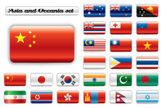 set of world flags icons mix design vector