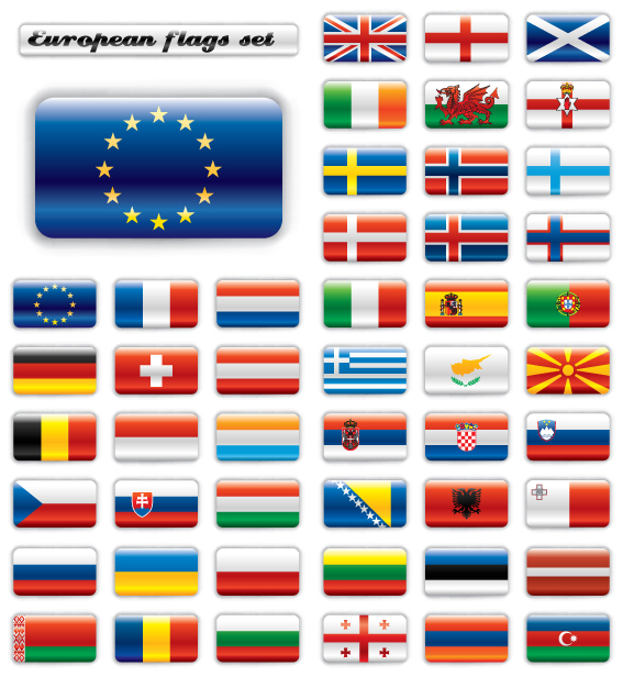 set of world flags icons mix design vector