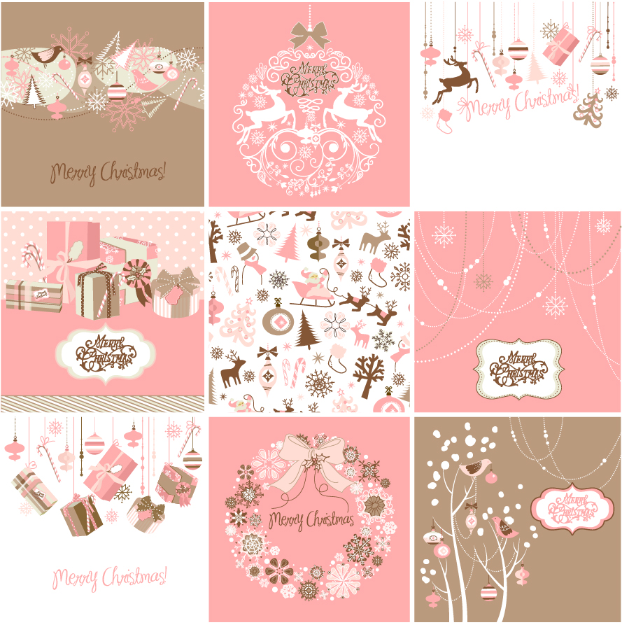 vector set of christmas style pattern illustration