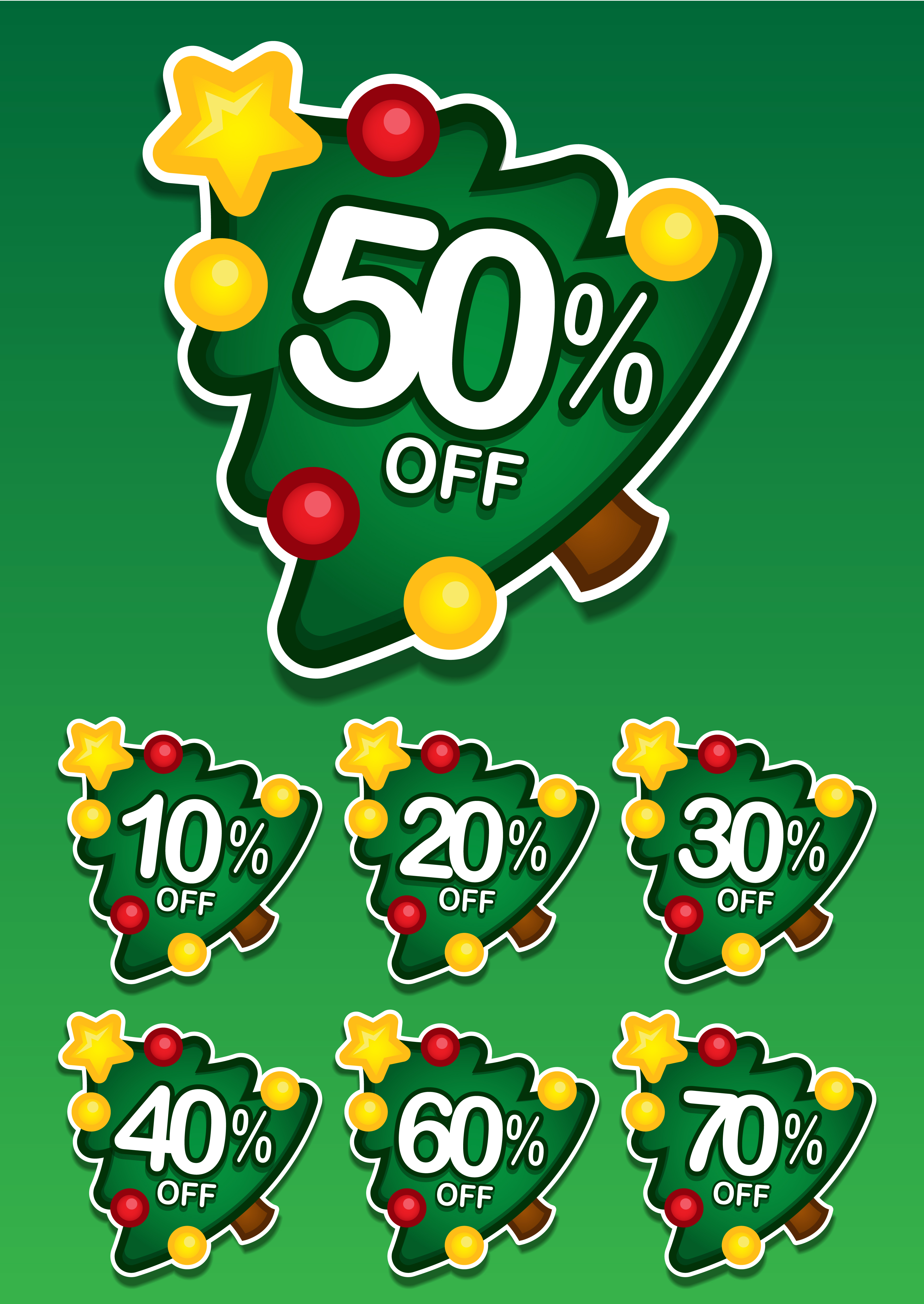 christmas tree discount labels vector