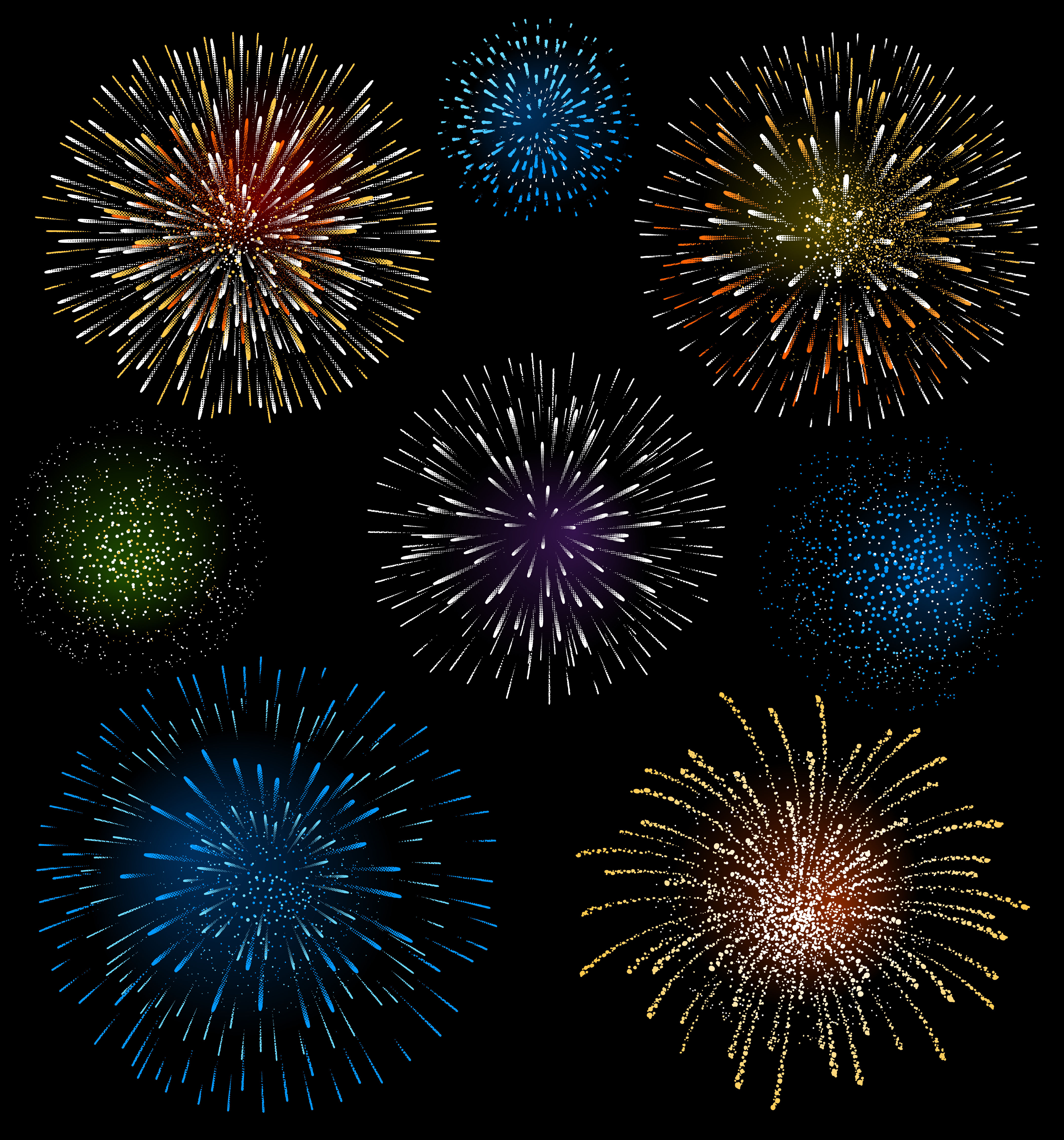 set of holiday fireworks design vector