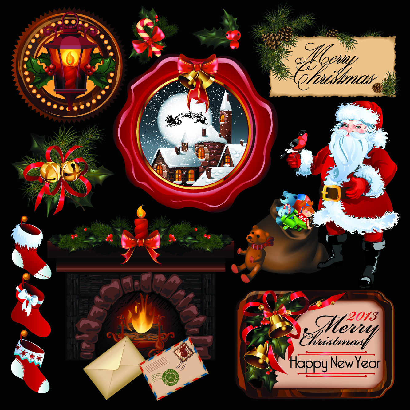 2013 merry christmas elements vector set