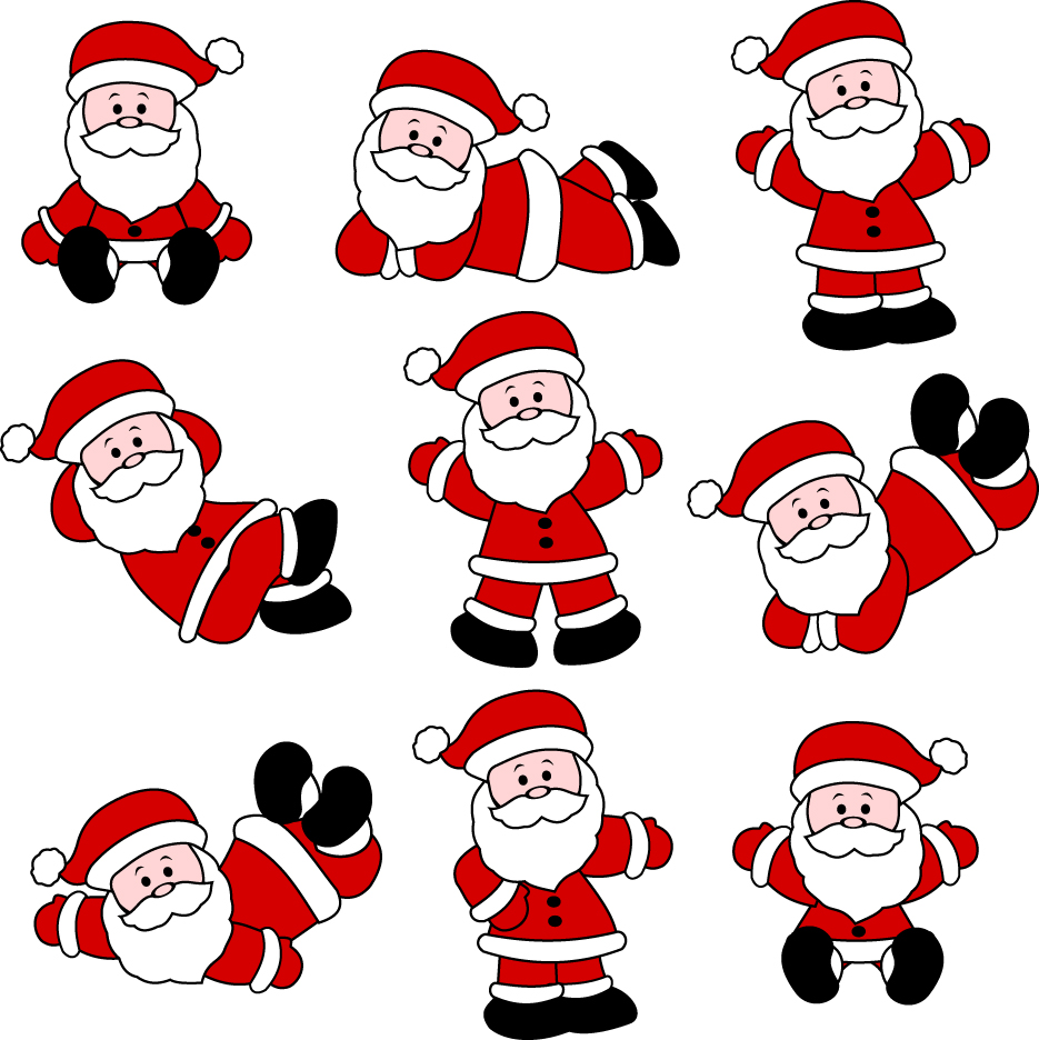 various cute santas elements vector