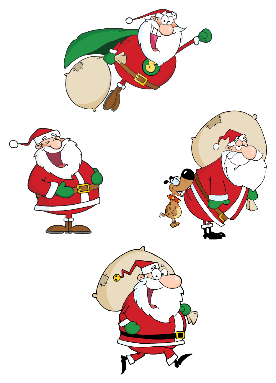 various cute santas elements vector