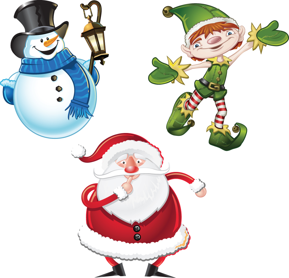 various cute santas elements vector