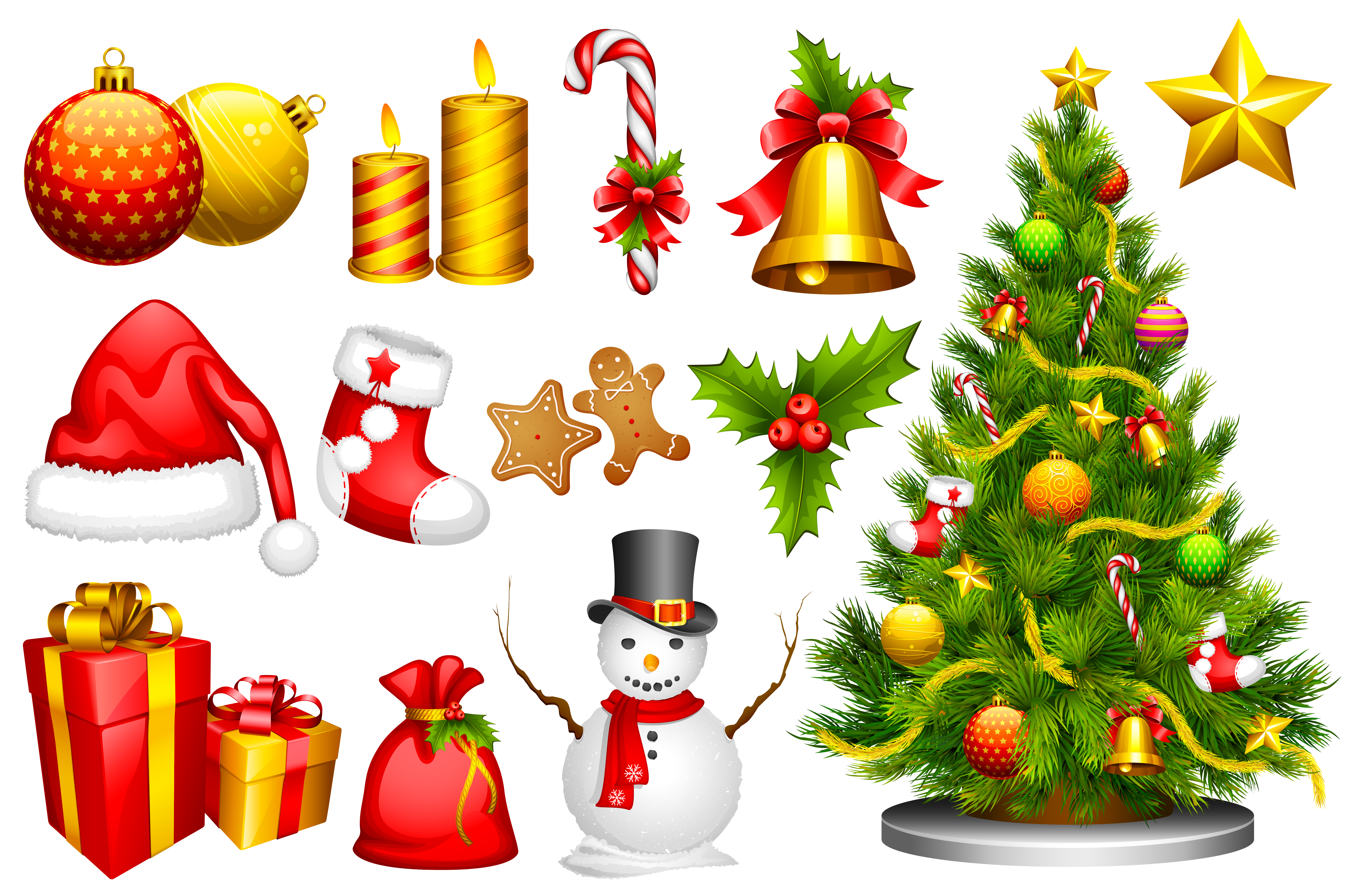 elements of christmas illustration collection vector