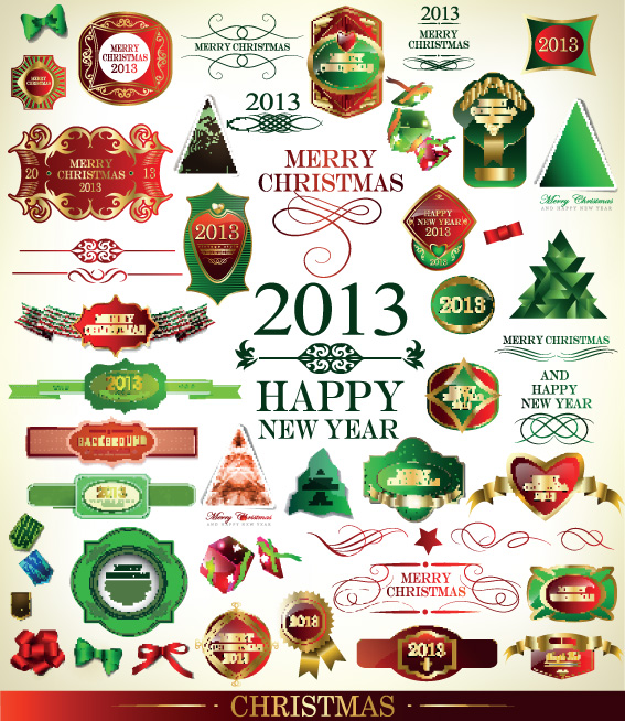 set of christmas accessories vector illustration