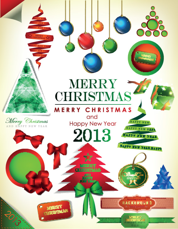 set of christmas accessories vector illustration