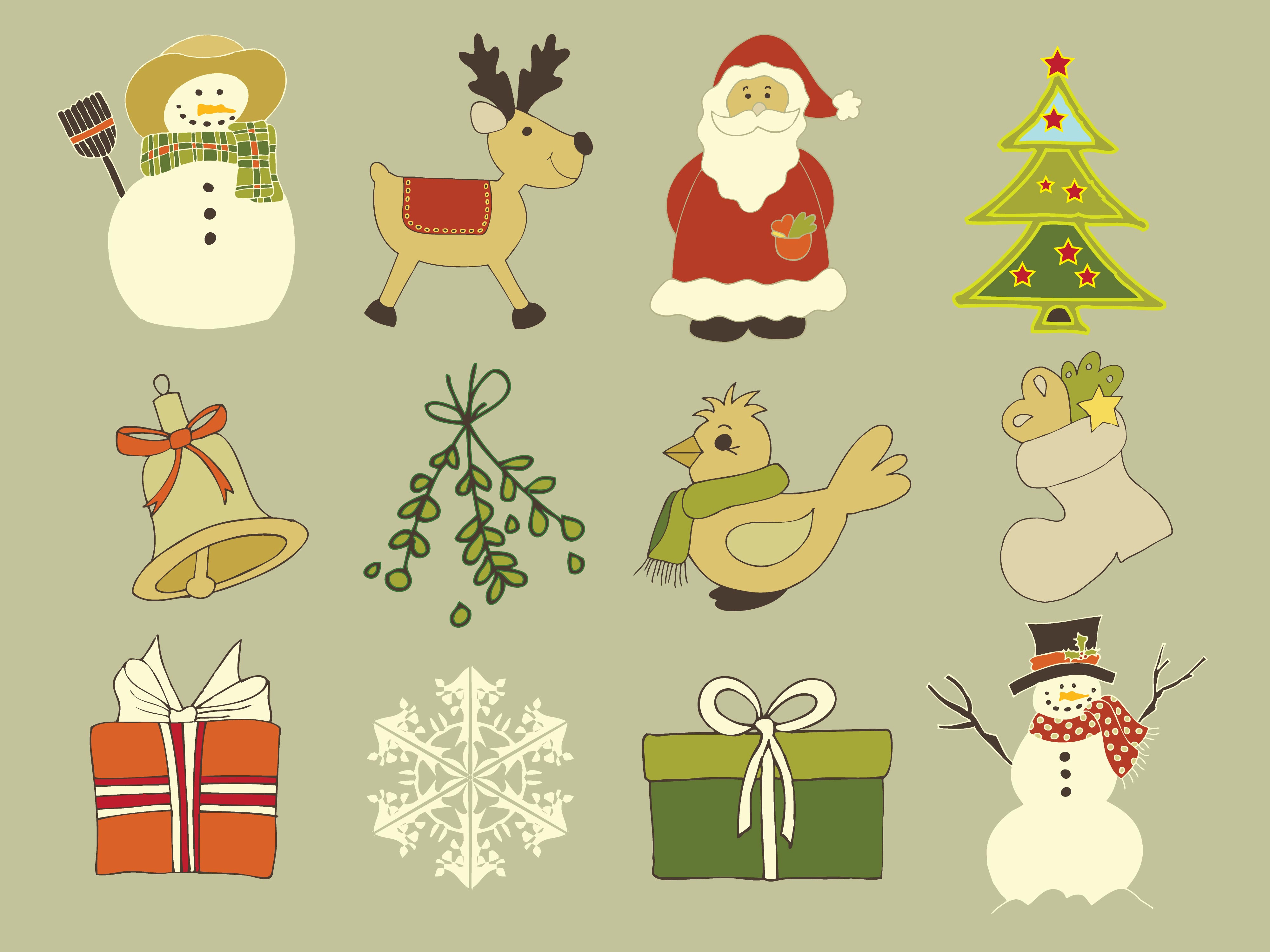 cute xmas icons mix vector graphics