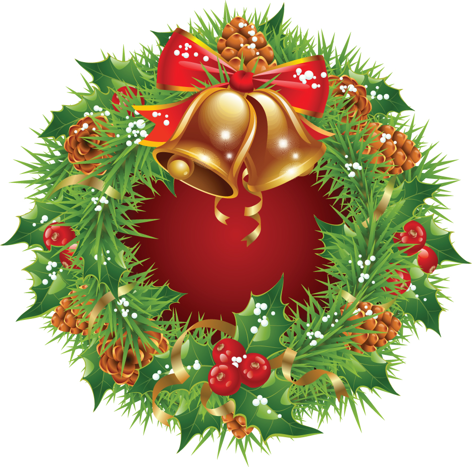 pretty xmas wreath design vector