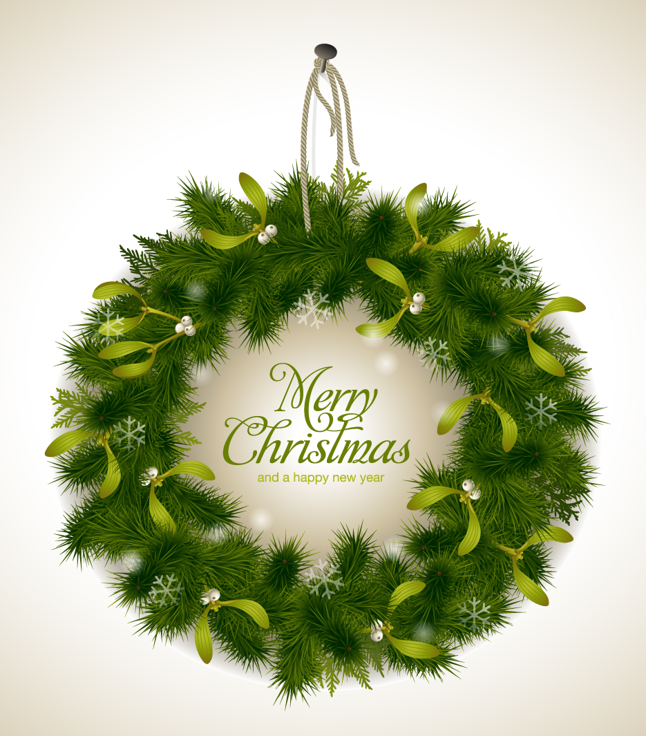 pretty xmas wreath design vector