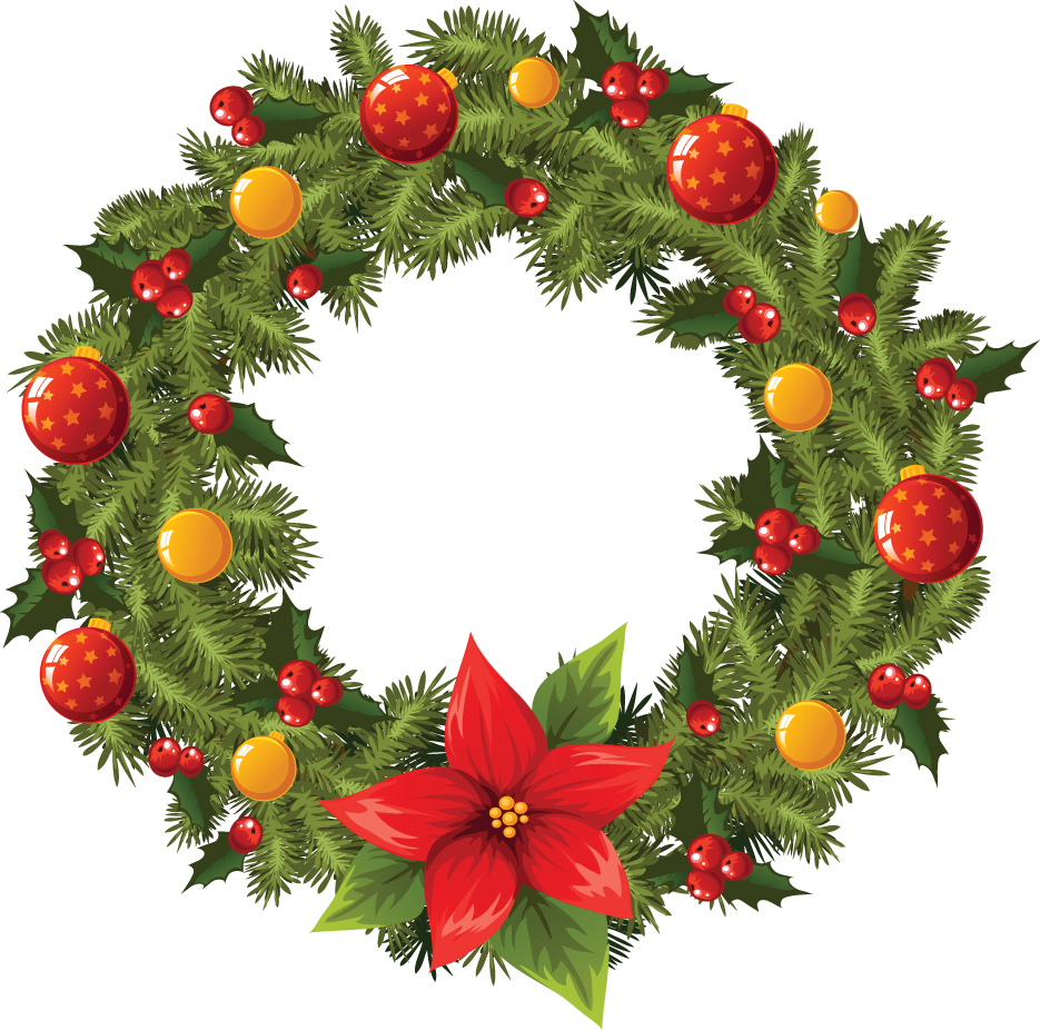 pretty xmas wreath design vector