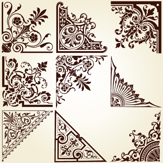 vintage pattern area borders and ornaments vector