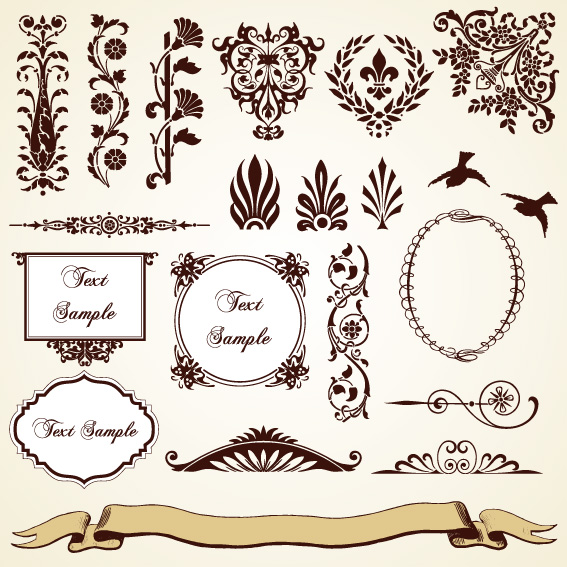 vintage pattern area borders and ornaments vector