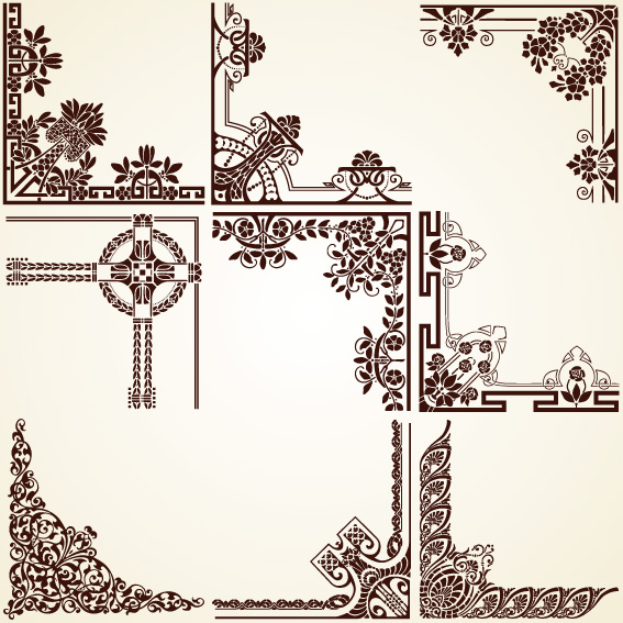 vintage pattern area borders and ornaments vector