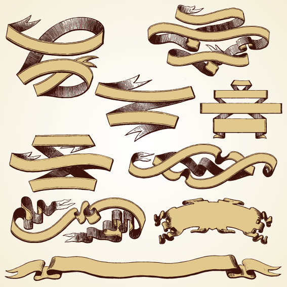 different vintage ribbon design vector