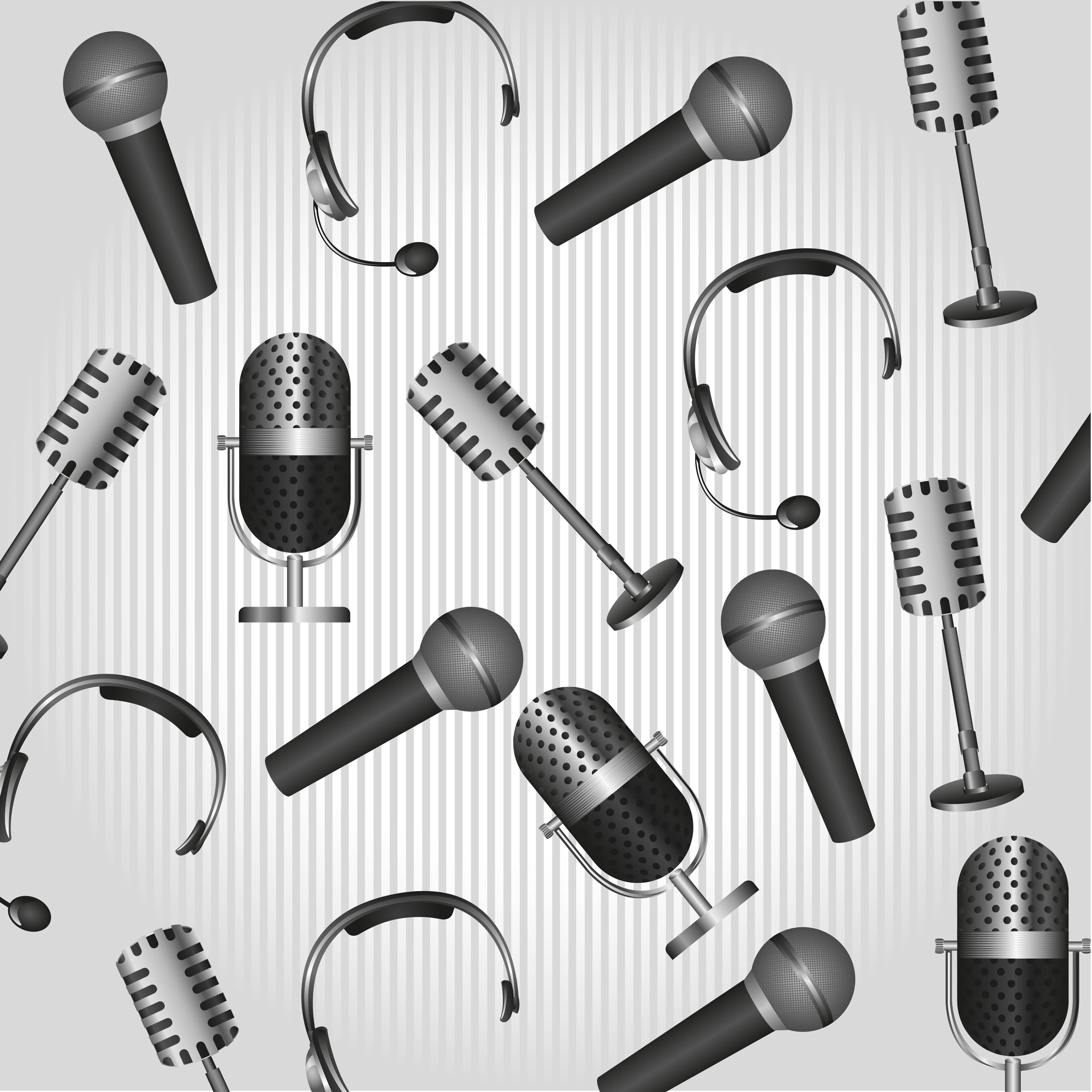 vector set of microphone design elements graphics