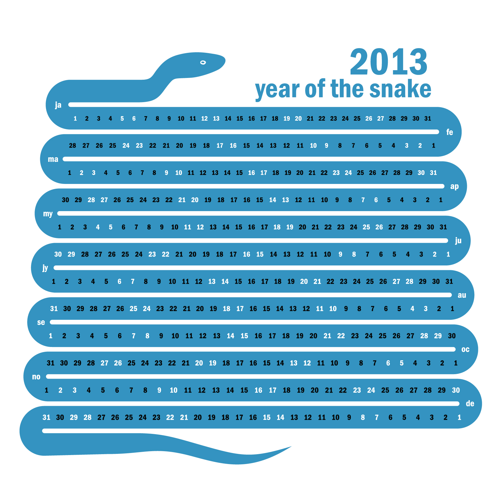 creative snake calendar13 design vector set