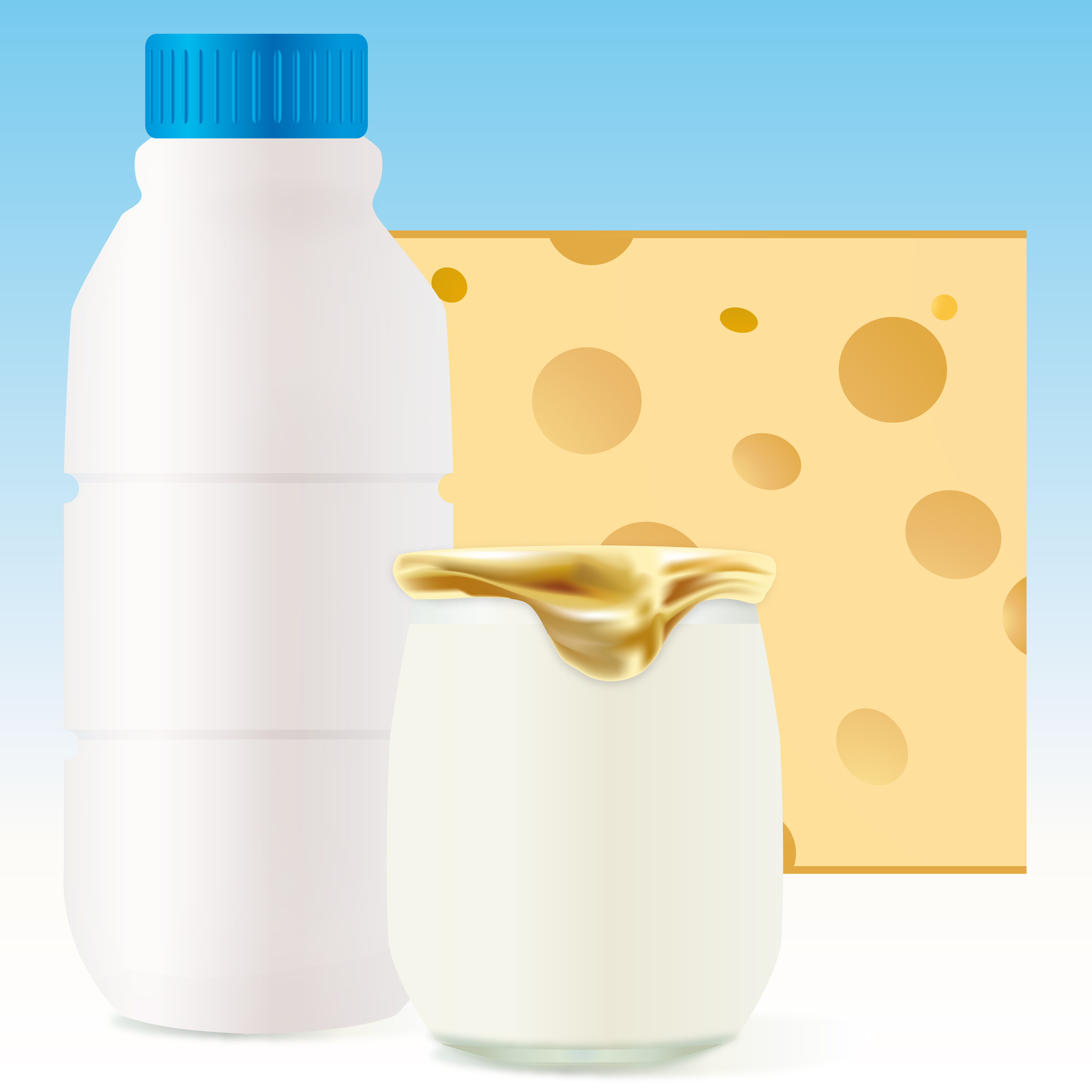 set of milk and cheese design vector graphics