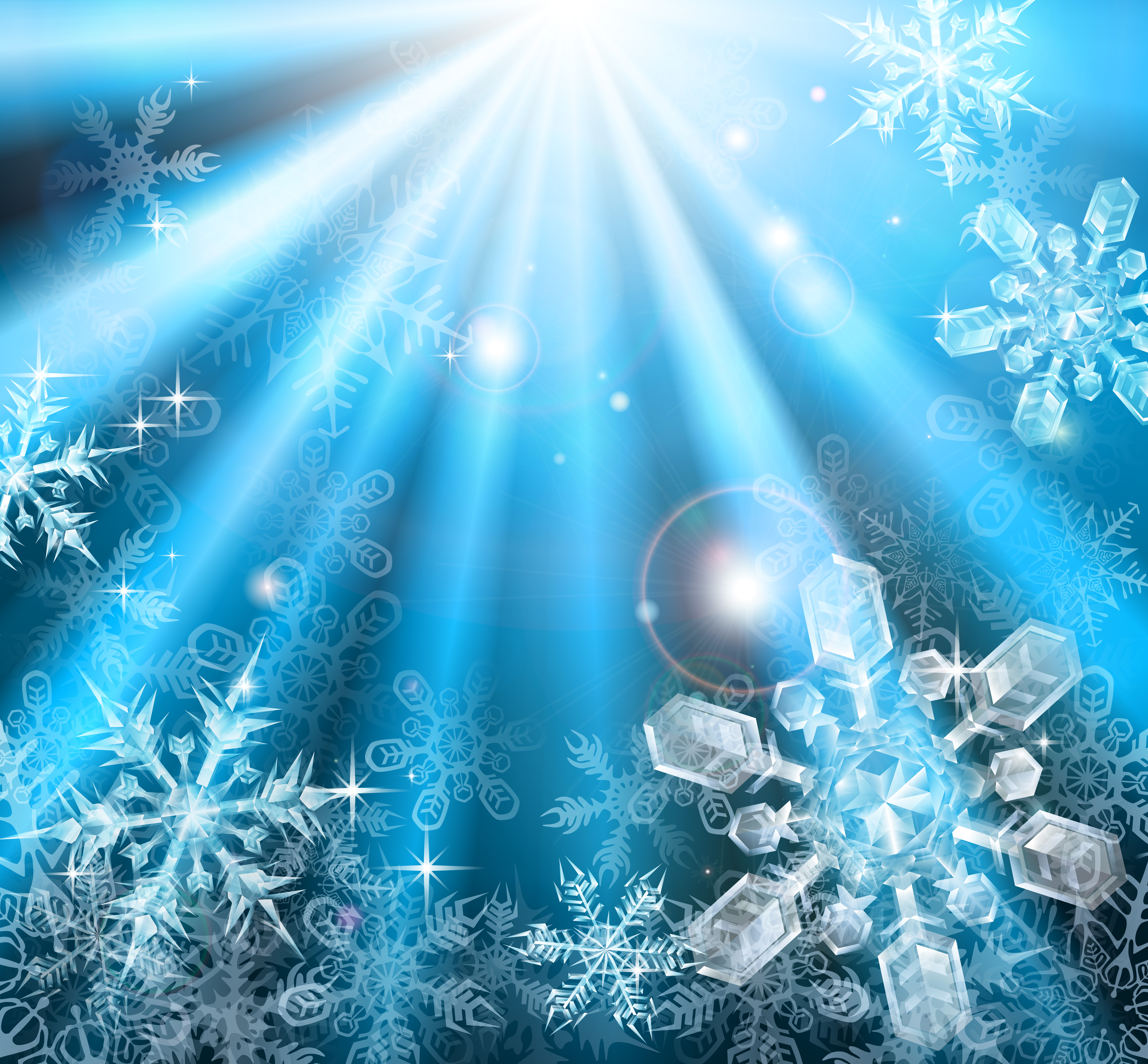 set of shiny snowflakes background art vector