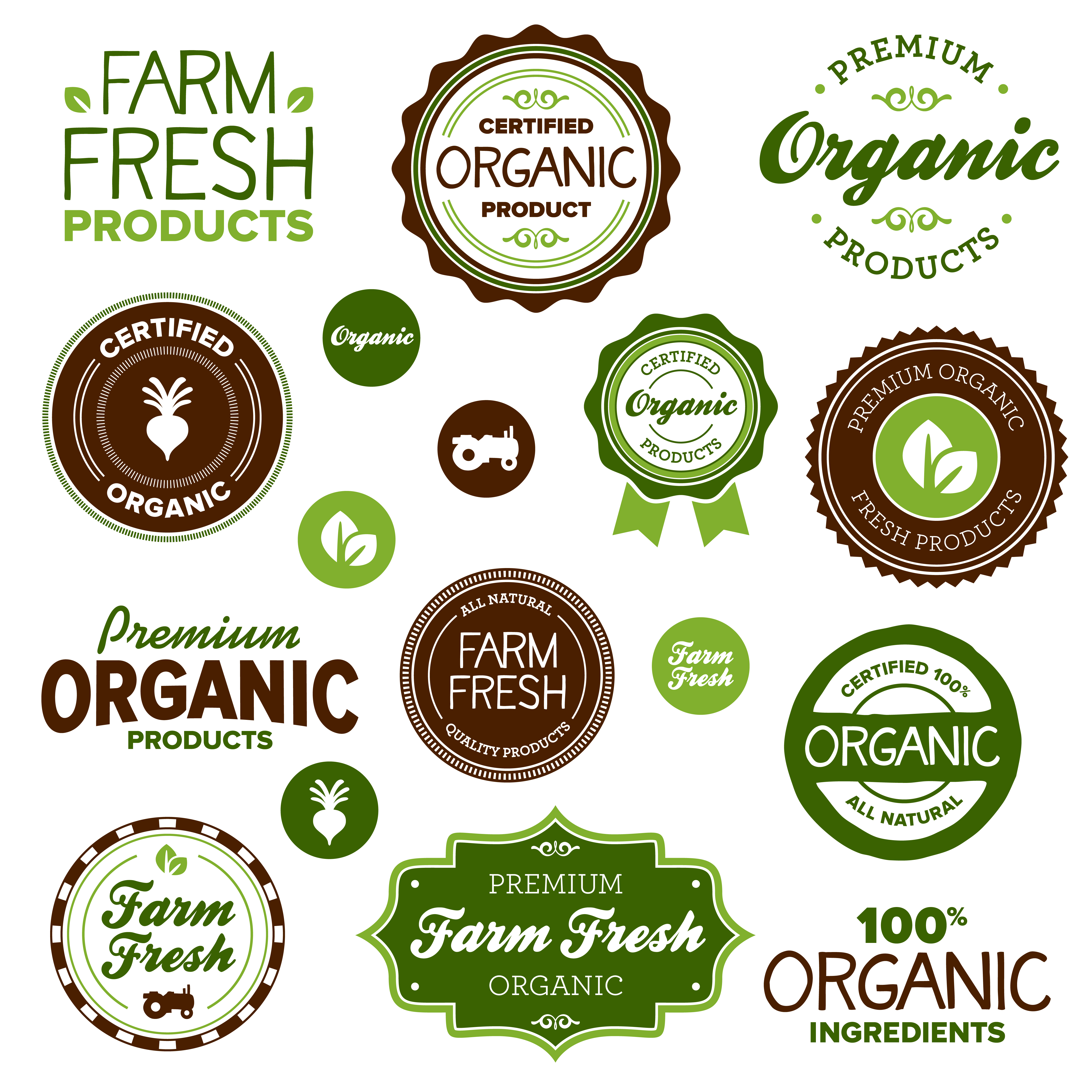 go green eco and bio labels with stickers vector