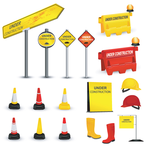 construction of signs and markers design vector