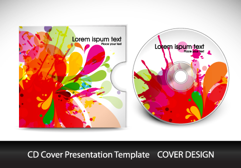 colorful cd cover presentation elements vector set