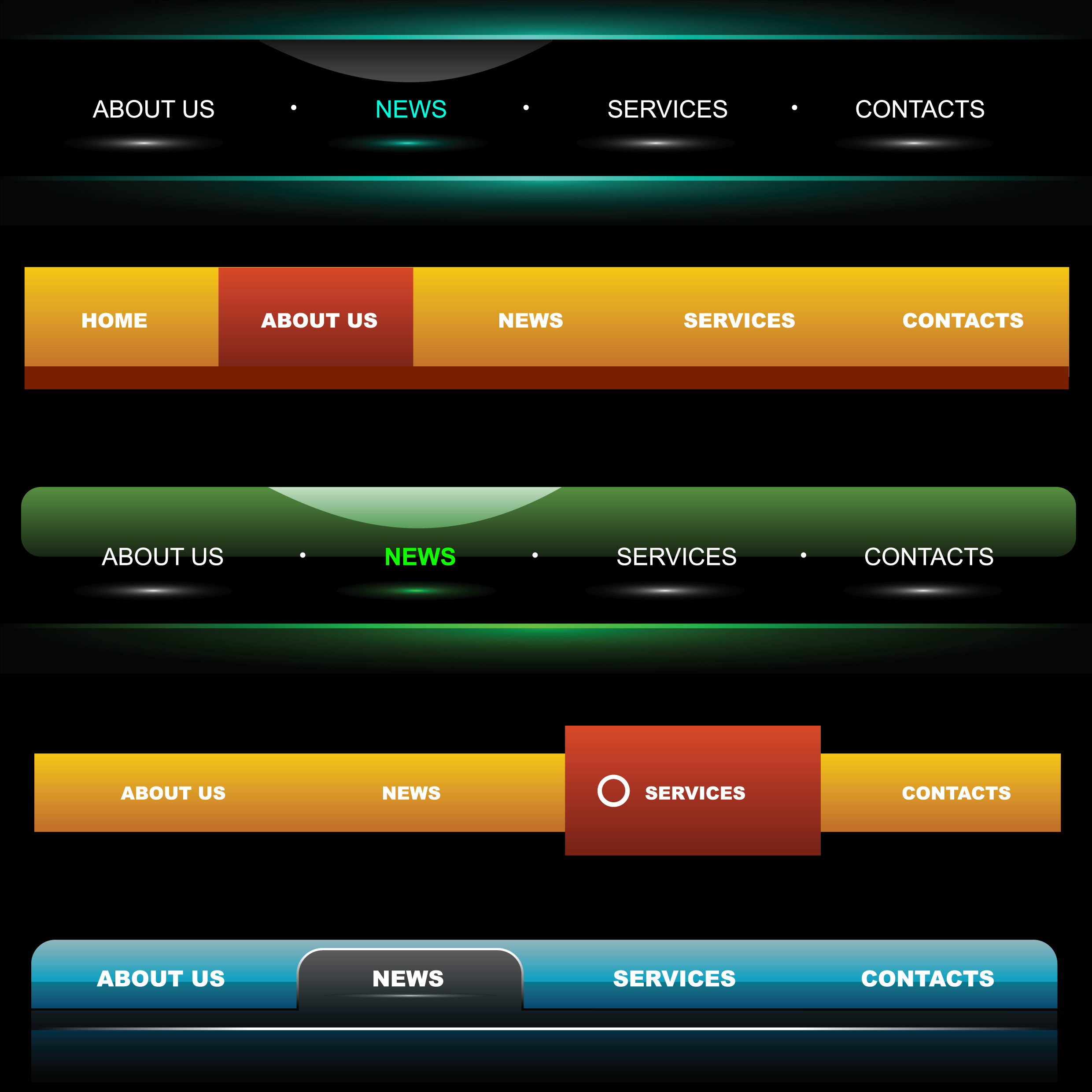 various sites menus design vector graphics