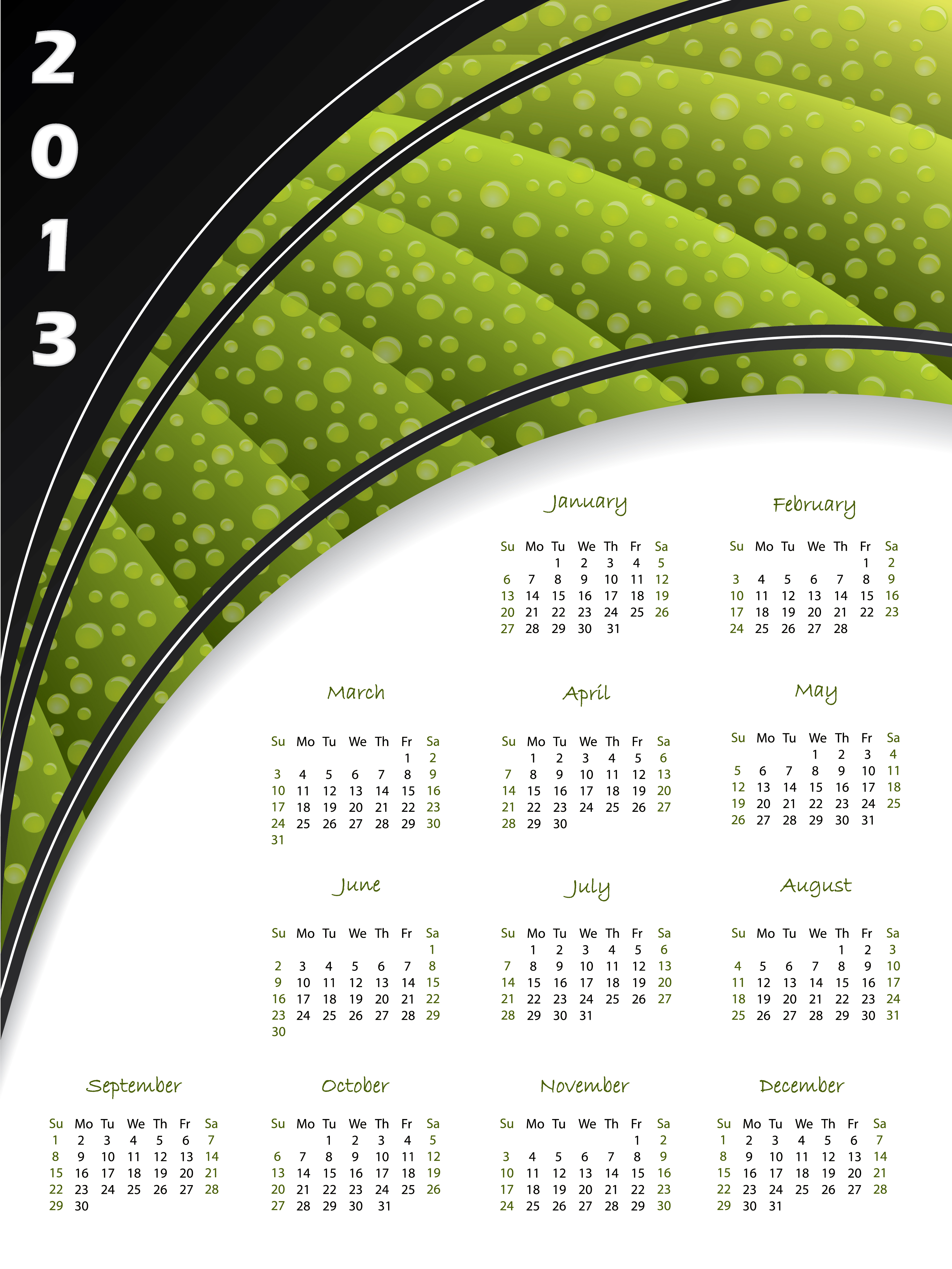 fashion of13 calendars elements vector set