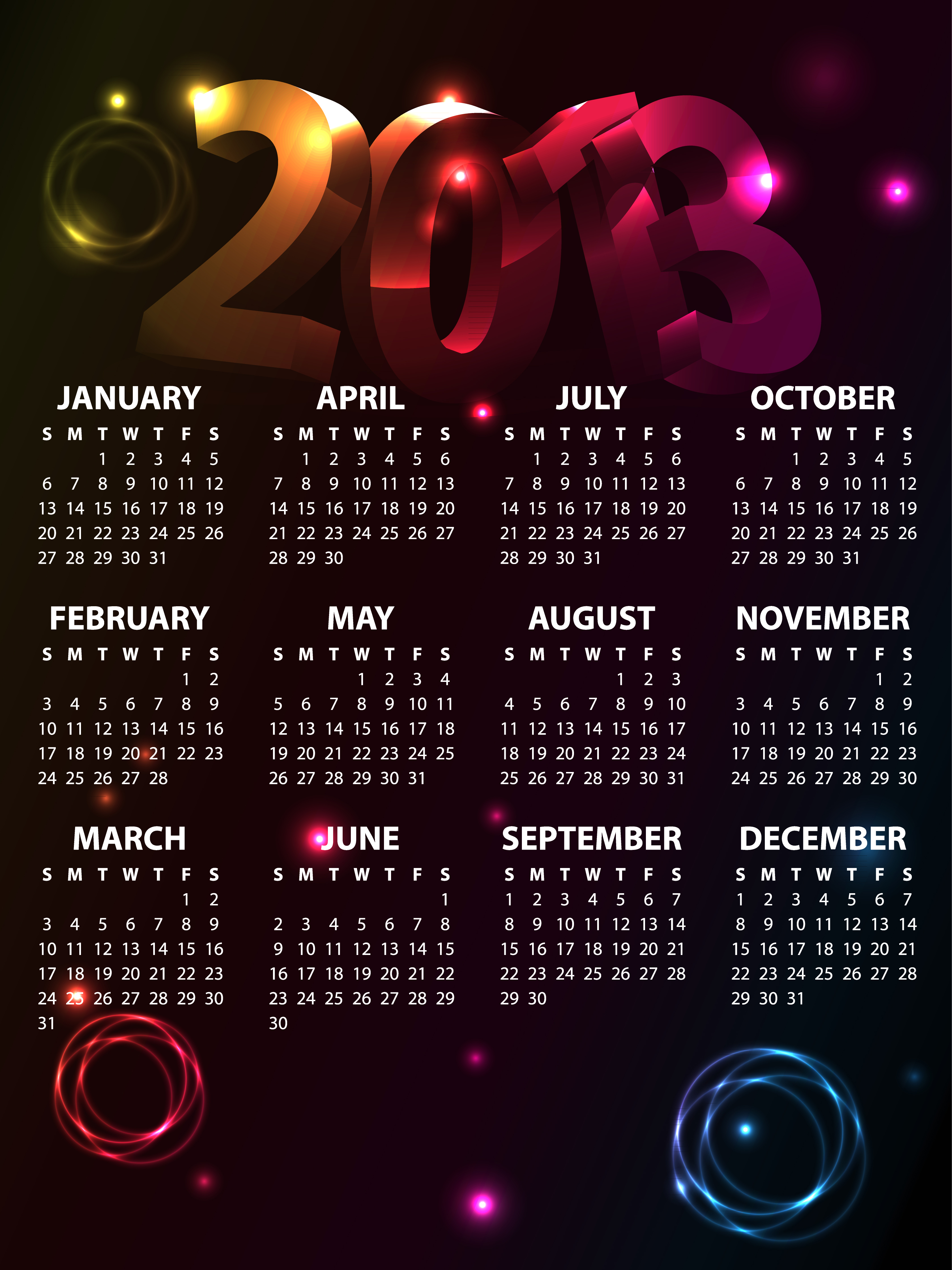 fashion of13 calendars elements vector set