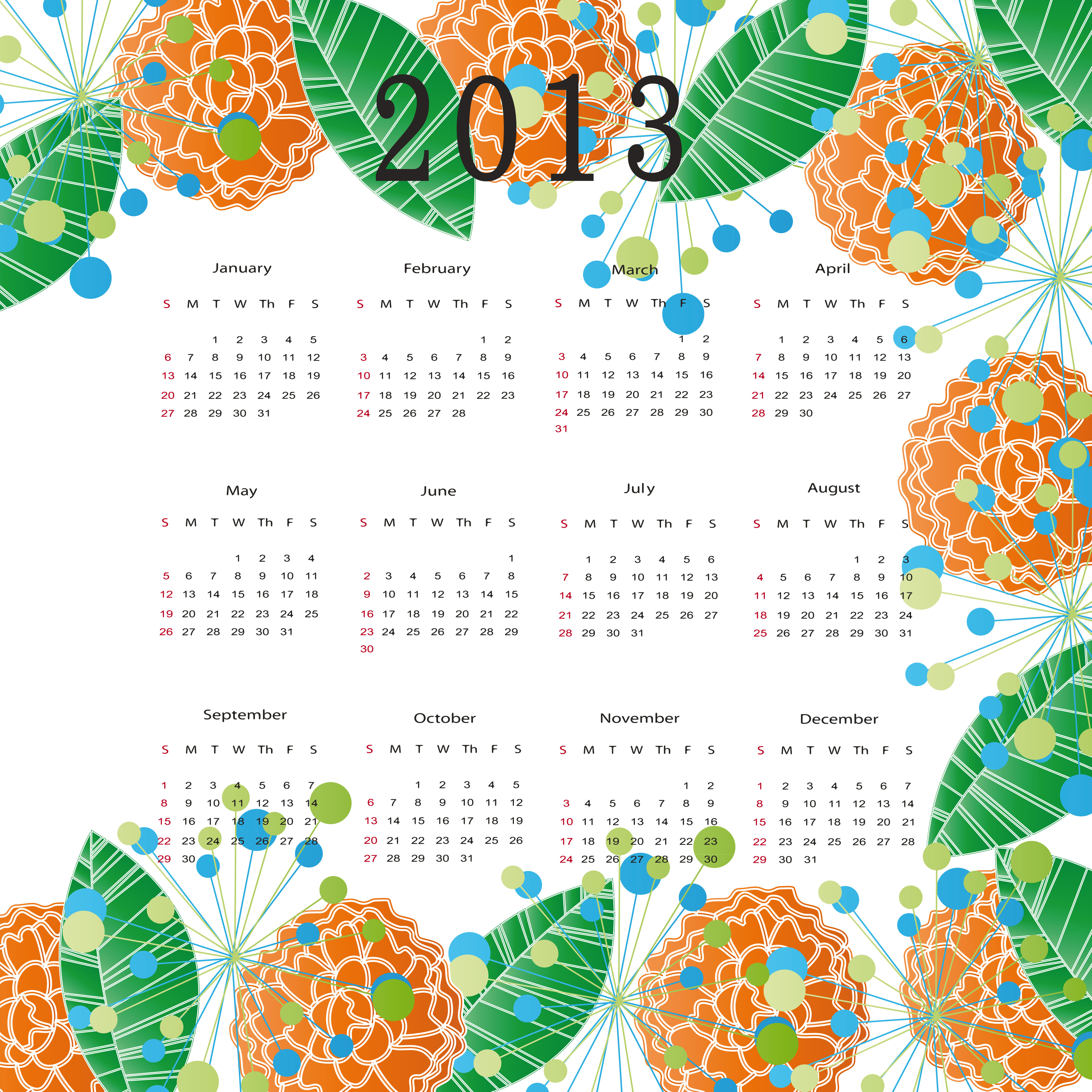 fashion of13 calendars elements vector set