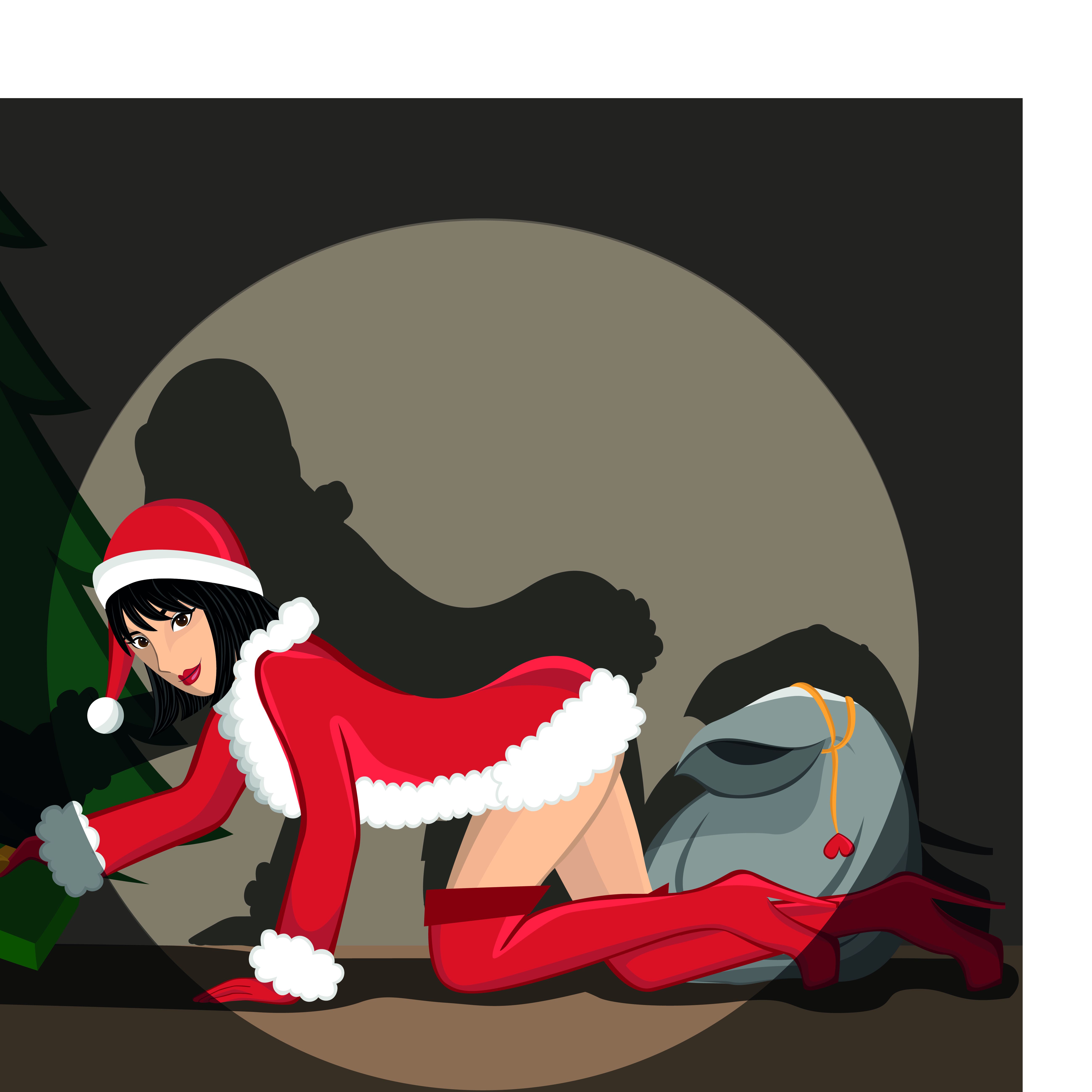 maiden and xmas costume vector