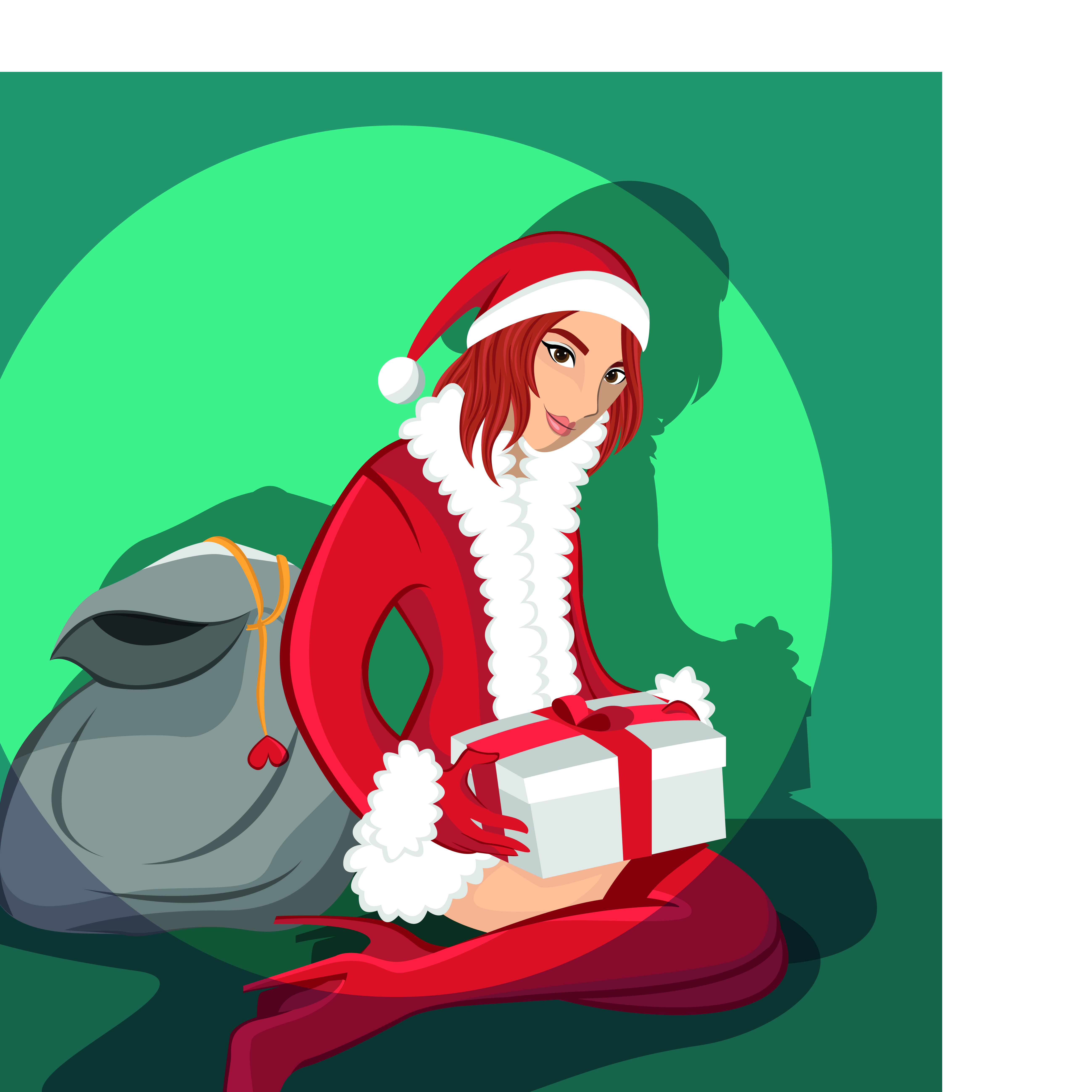 maiden and xmas costume vector