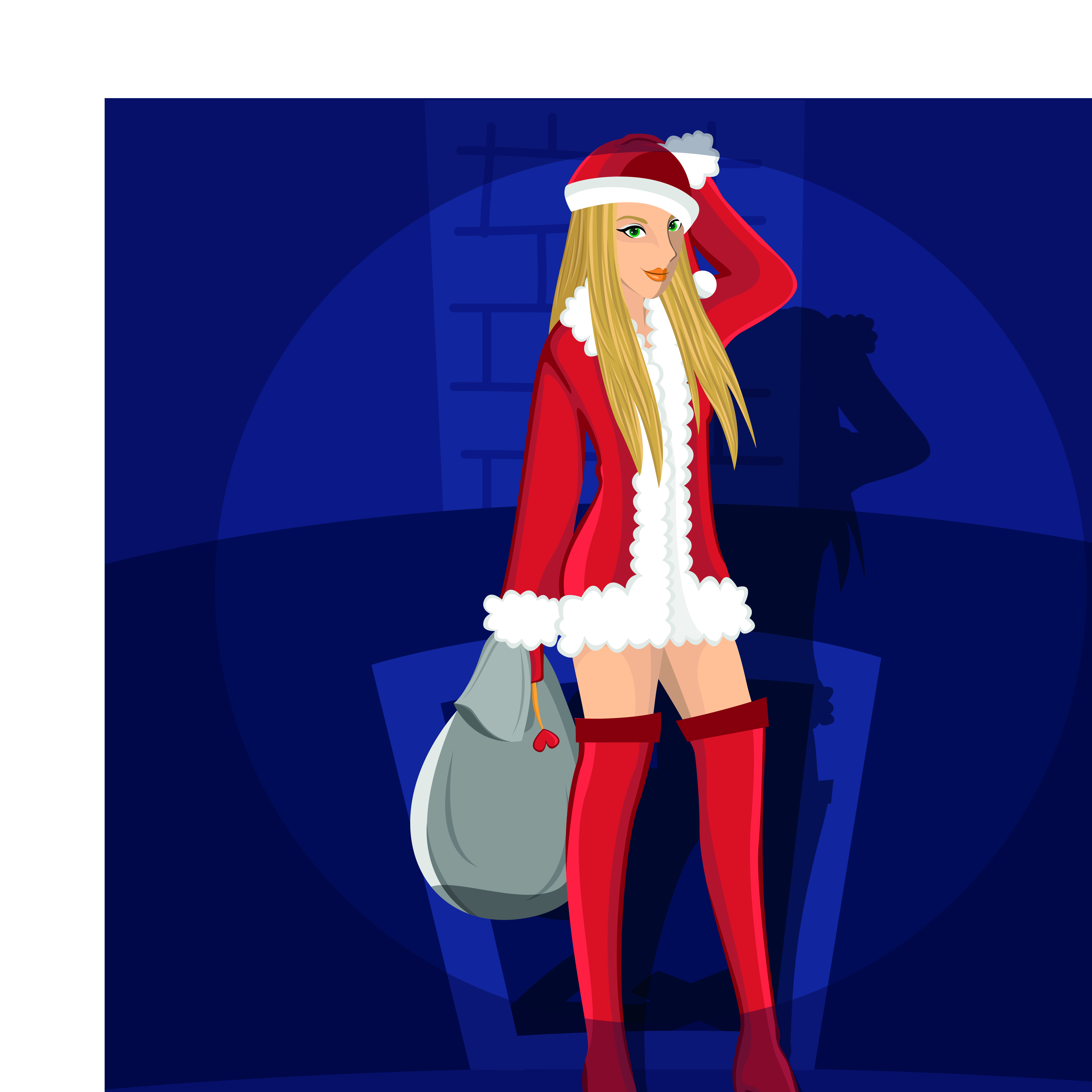 maiden and xmas costume vector