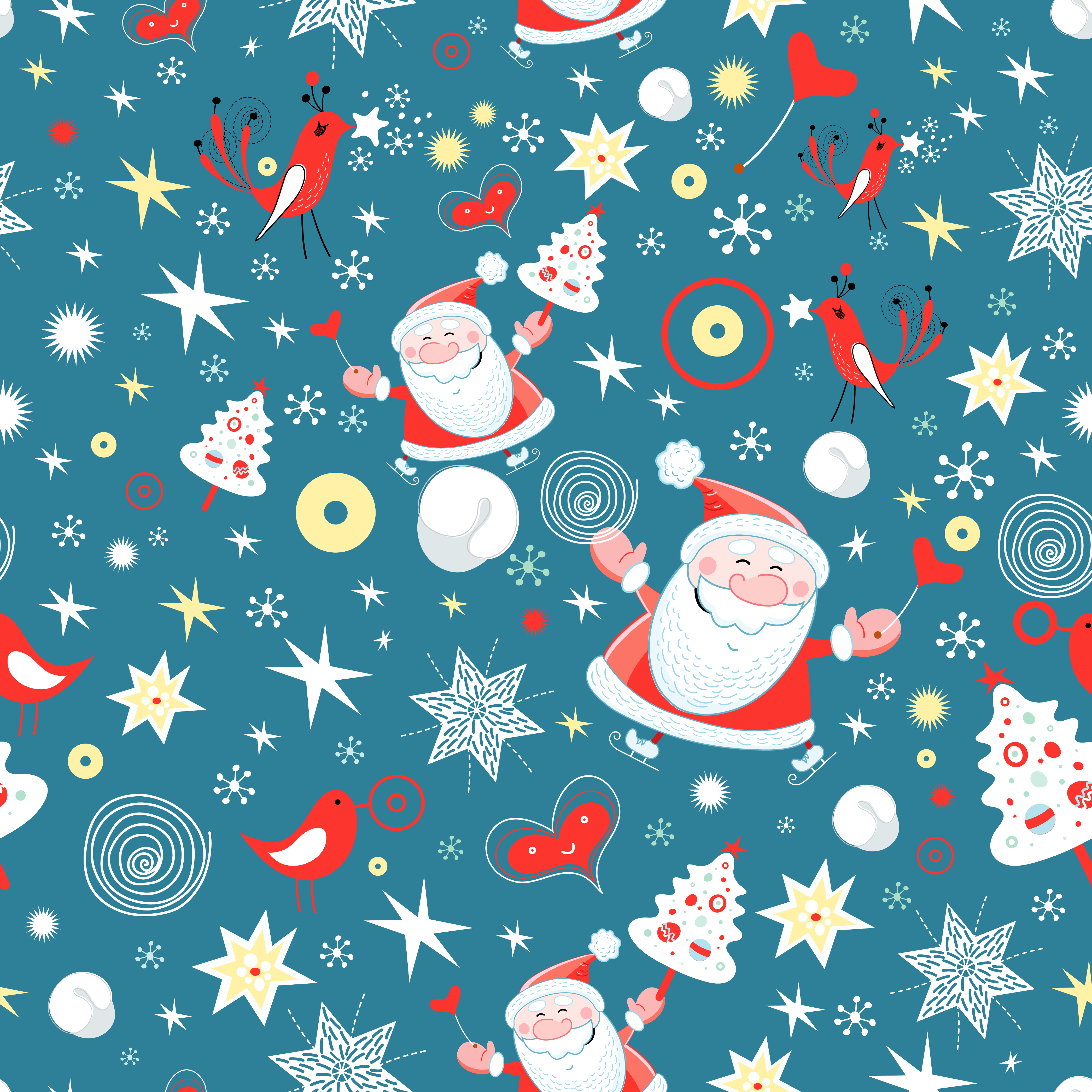 different christmas elements pattern vector