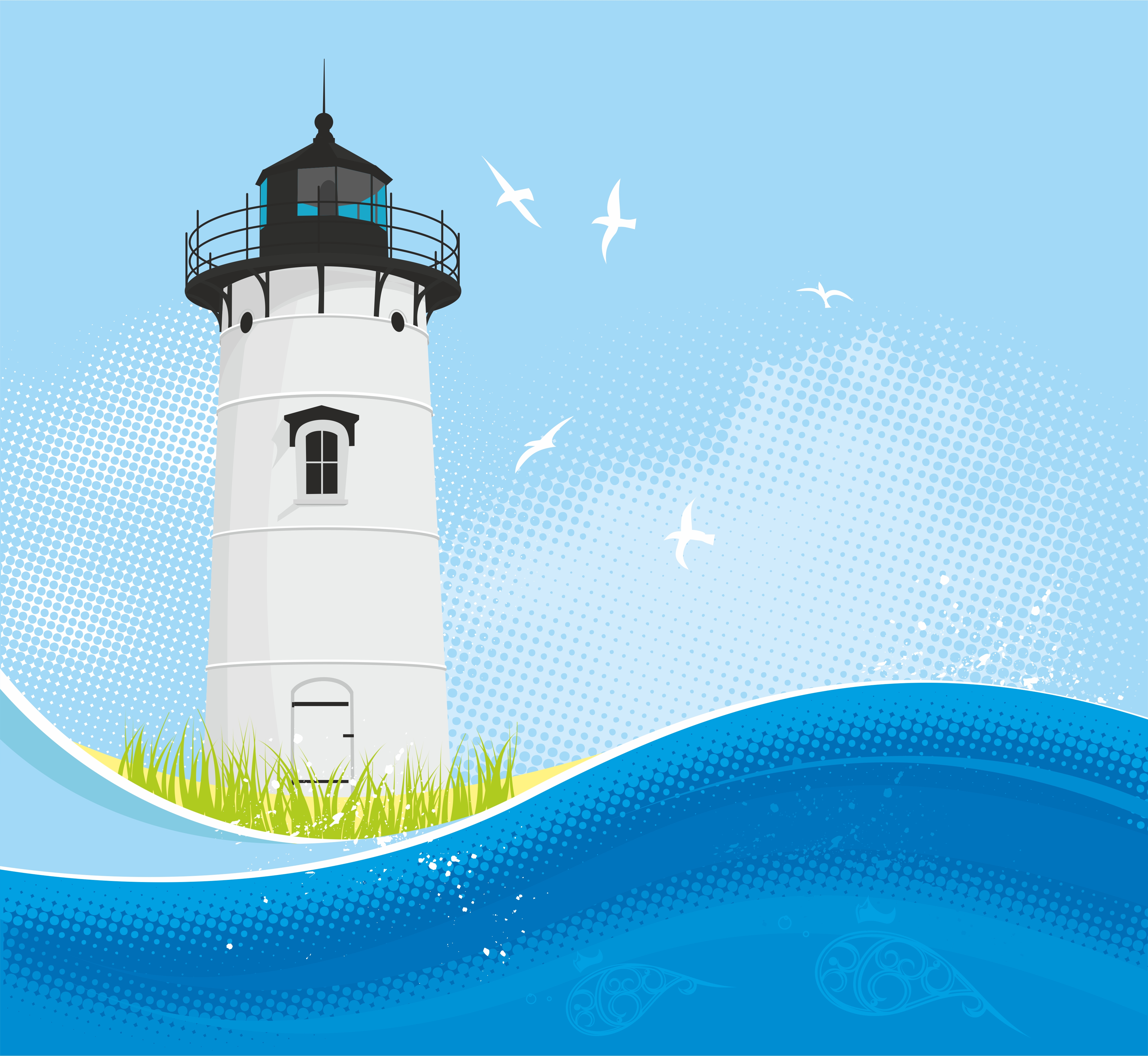 set of lighthouse vector