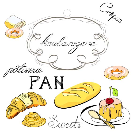 hand drawn illustrations food elements vector