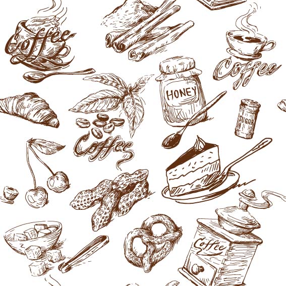 hand drawn illustrations food elements vector