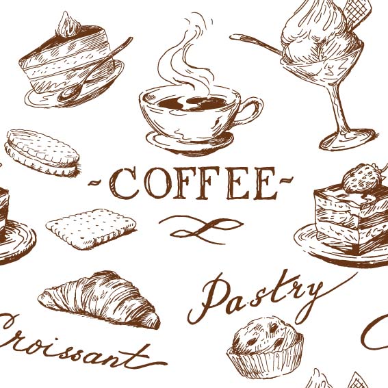 hand drawn illustrations food elements vector