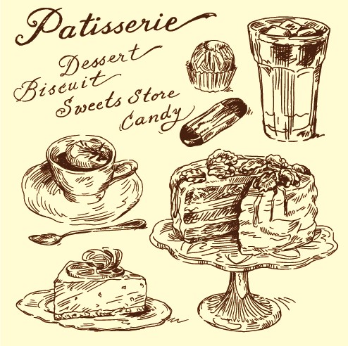 hand drawn vintage food illustrations vector