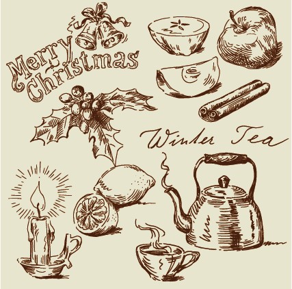 hand drawn vintage food illustrations vector