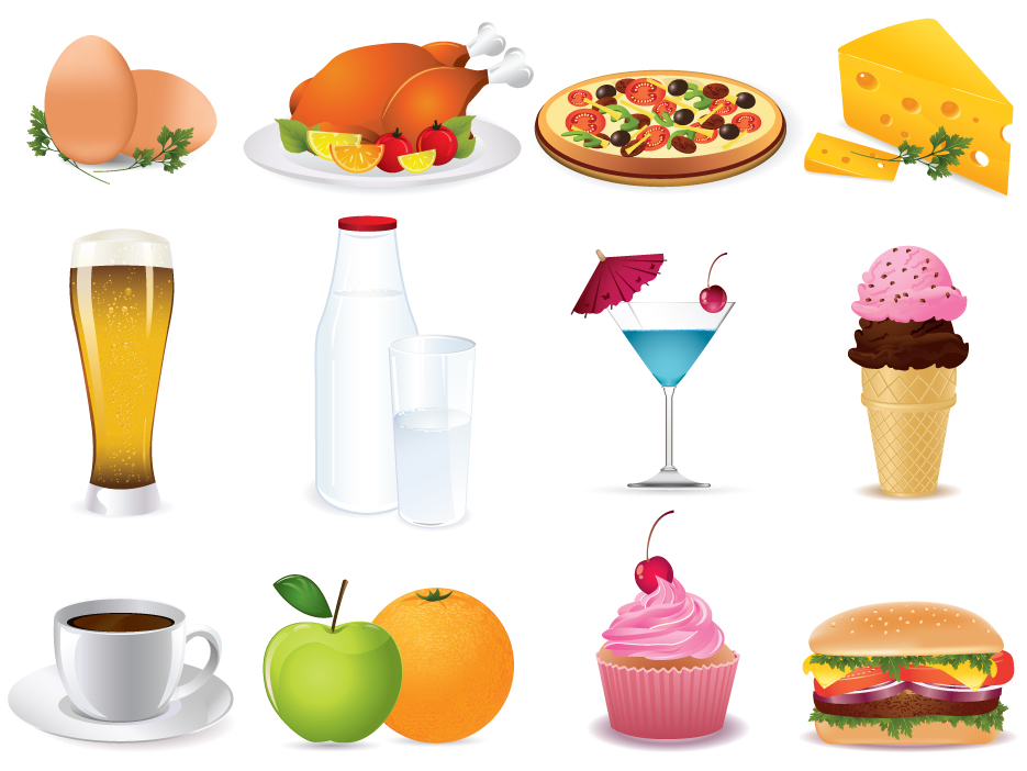 various food elements mix vector