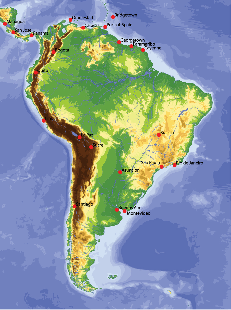 vivid south america map design vector