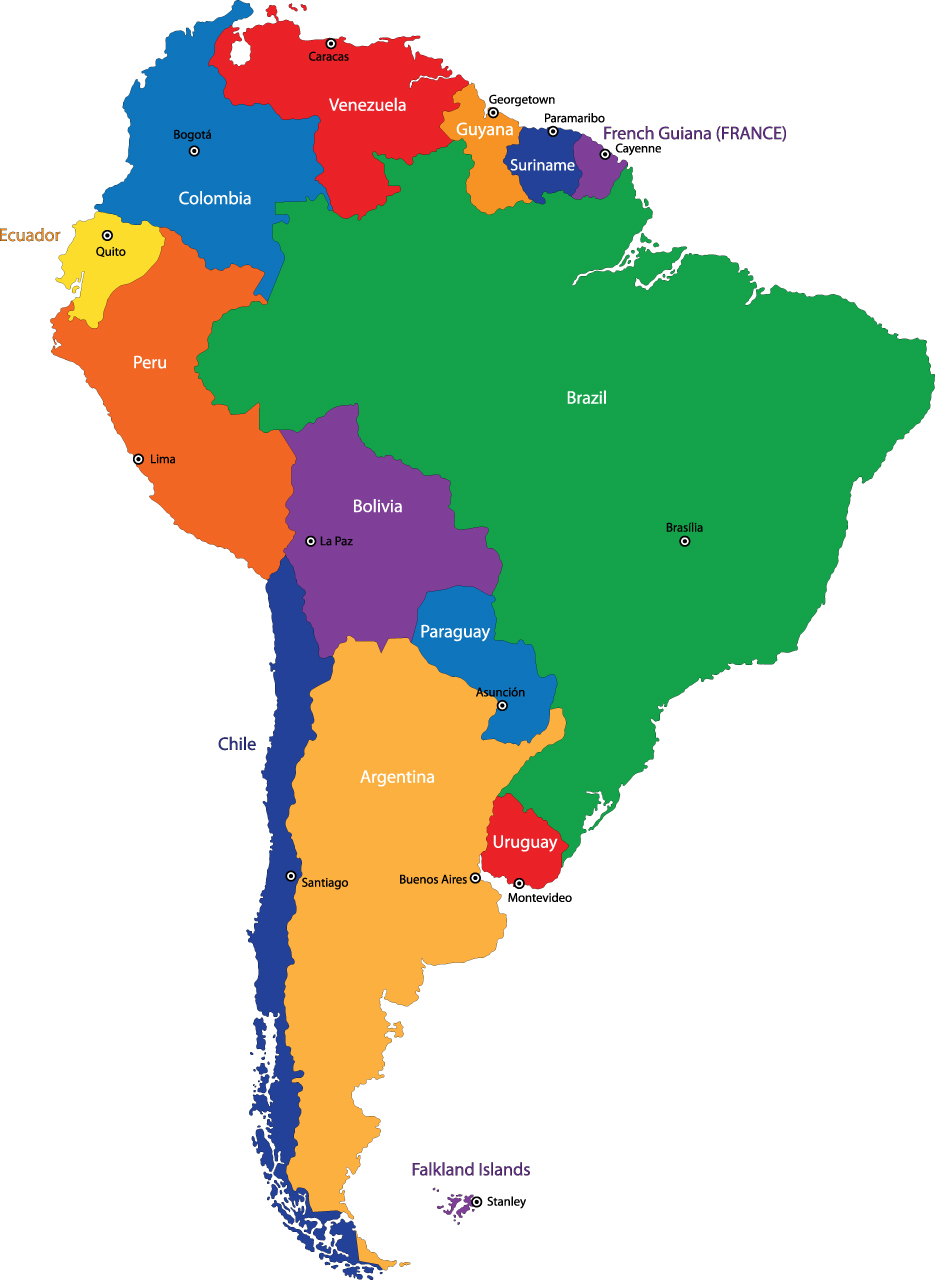 vivid south america map design vector