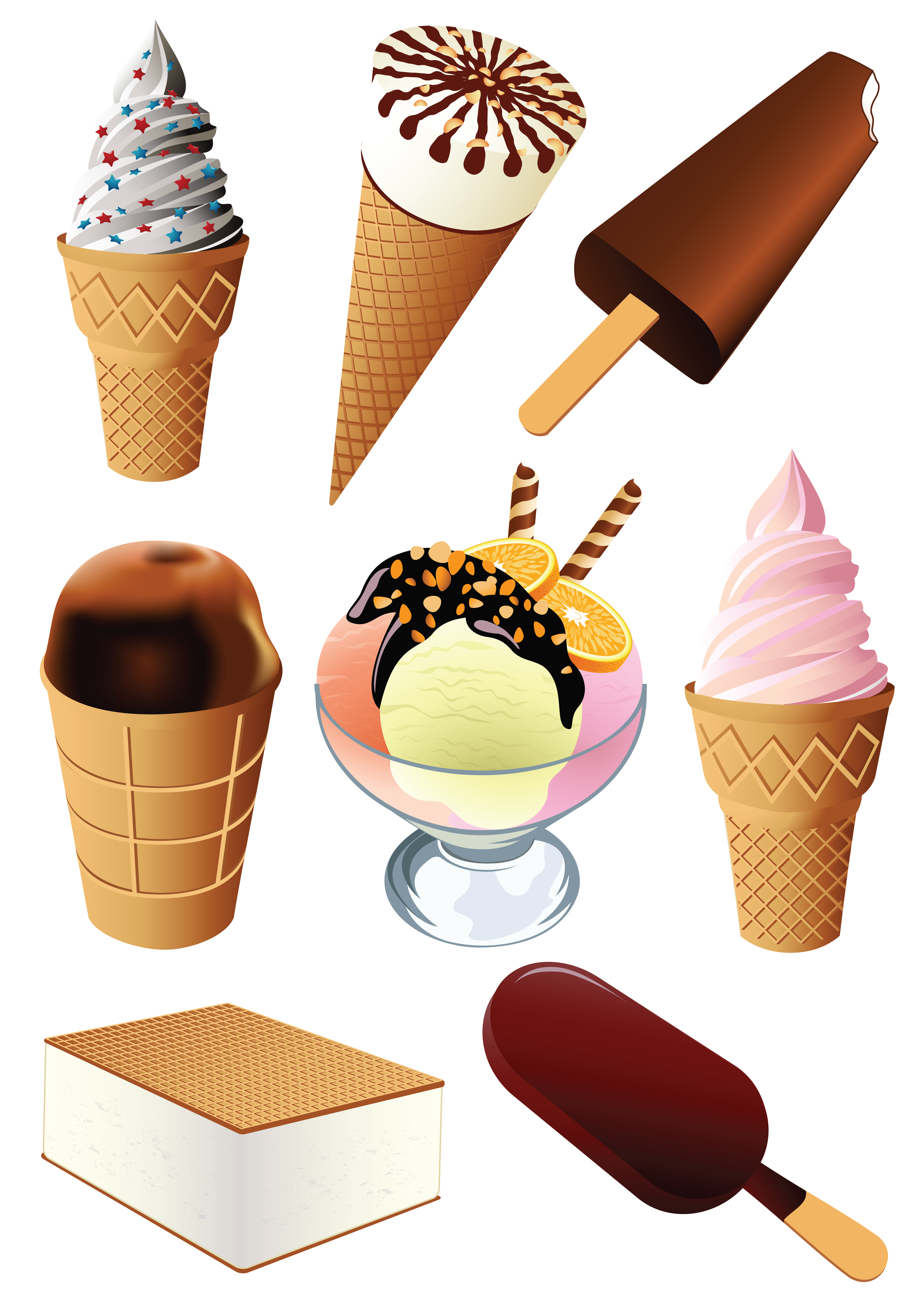 vivid ice cream design elements vector