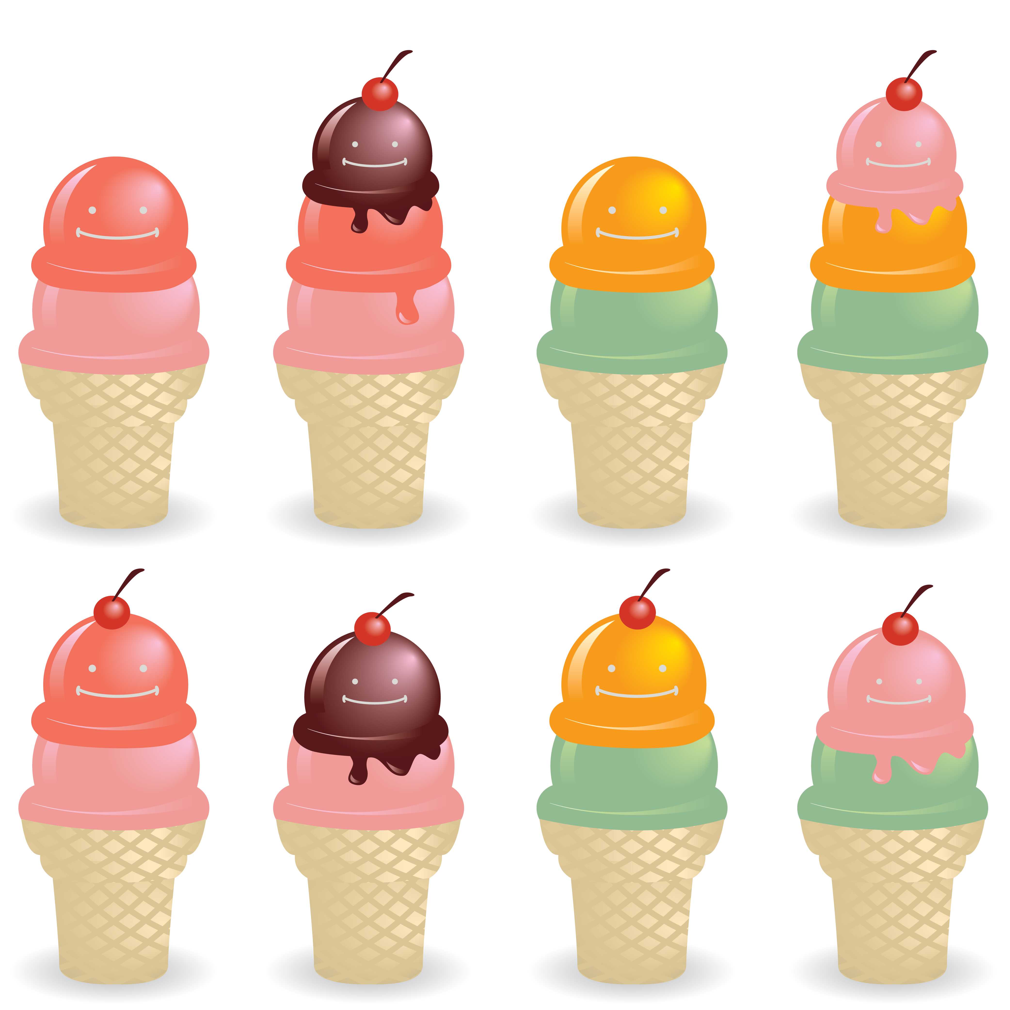 vivid ice cream design elements vector