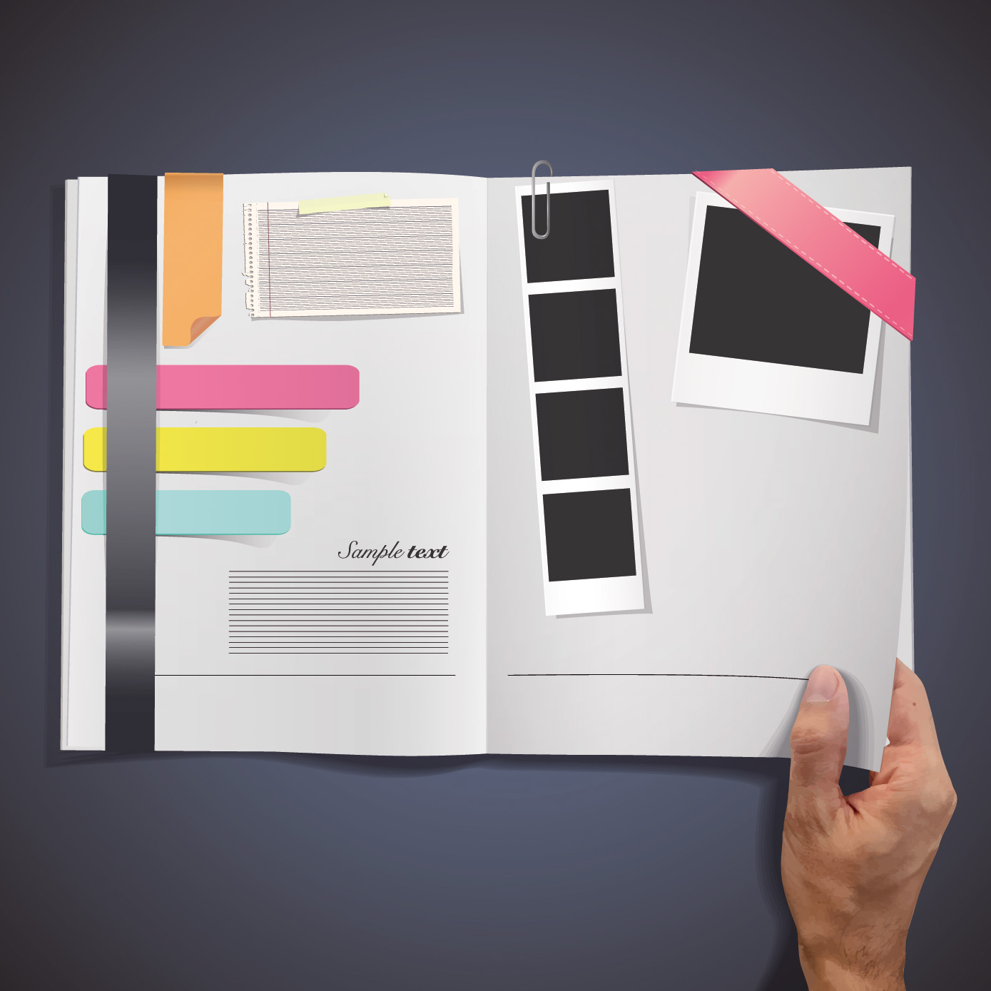 hand opened blank book design vector