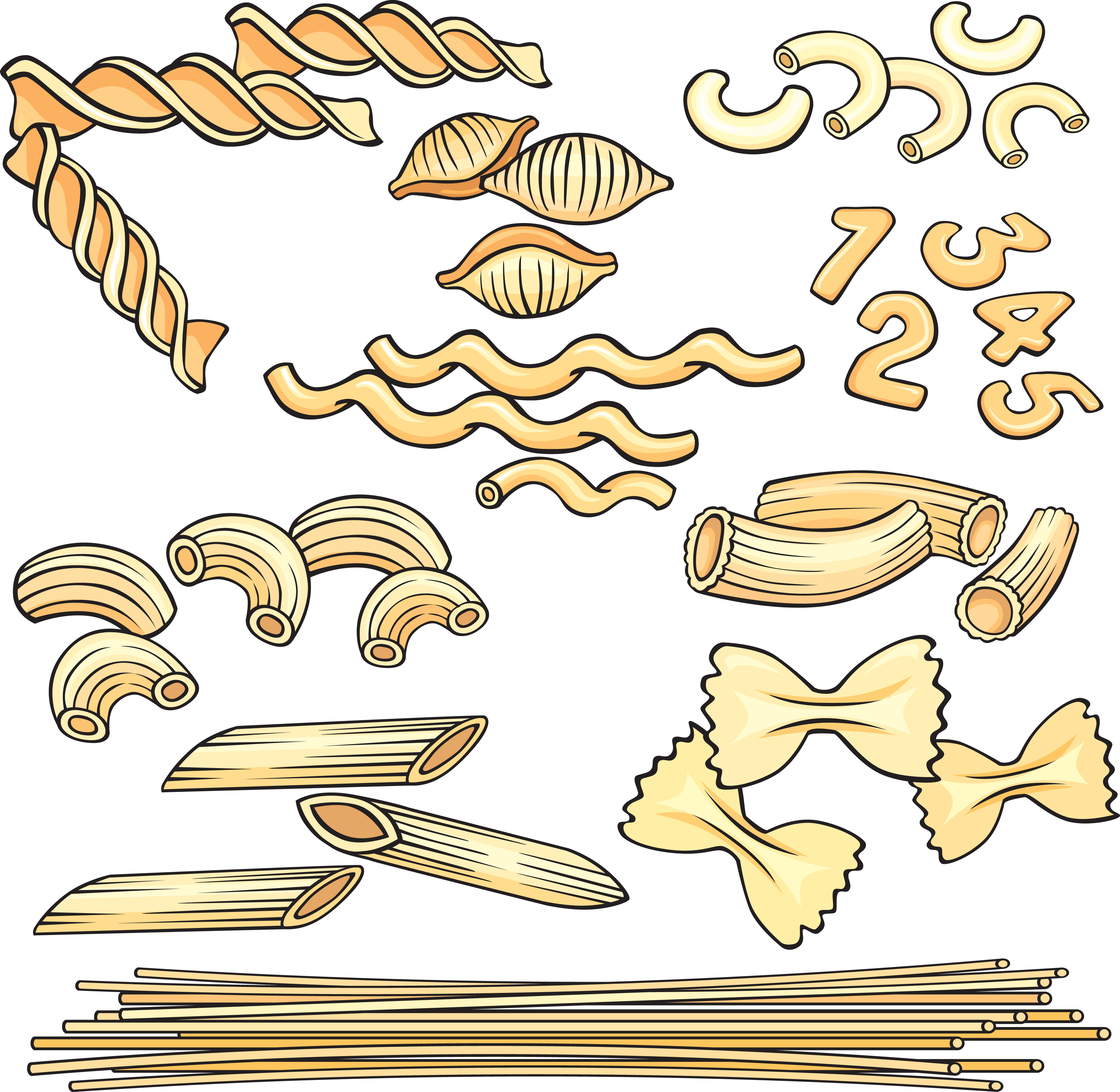 different pasta elements vector set